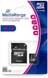 Карта памяті MediaRange microSDHC 16GB Class 10 + SD адаптер (MR958)