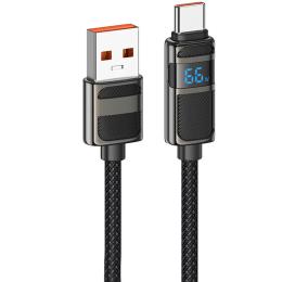 Дата-кабель Hoco U137 USB Type-A (тато)  -  USB Type-C (тато), 1.2m Black 5A/66W