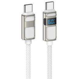 Дата-кабель Hoco U137 USB Type-C (тато)  -  USB Type-C (тато), 1.2m White 60W