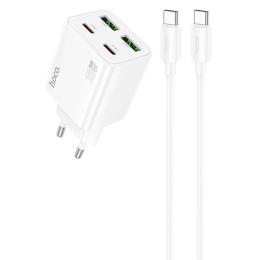 Мережевий зарядний пристрій для телефона Hoco N55 Fundador PD20W four-port (2USB-A/2C) + Type-C to Type-C White