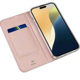 Чохол-книжка Dux Ducis з кишенею для візиток для Apple iPhone 16 (6.1) Rose Gold