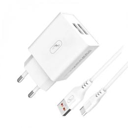 Мережевий зарядний пристрій для телефона SkyDolphin SC30T 2USB White + USB Type-C (MZP-000113)