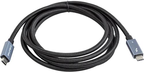 Дата-кабель PowerPlant CA913343 Thunderbolt 3 USB-C (тато) - USB-C (тато) Black Gray