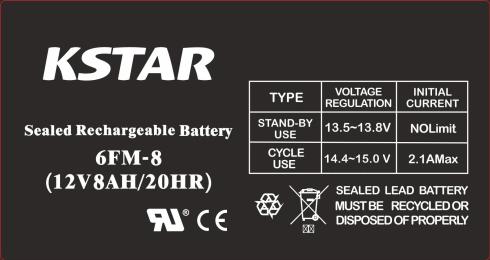 Акумулятор для ДБЖ KSTAR 12V 8.0AH (6-FM-8) AGM Black