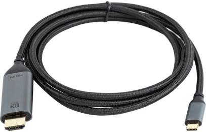 Відео-кабель PowerPlant CA913350 USB-C (тато) - HDMI (тато) Black Gray