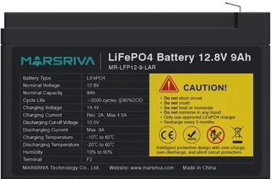 Акумулятор для ДБЖ Marsriva LiFePO4 12.8V 9Ah BMS (MR-LFP12-9-LAR)