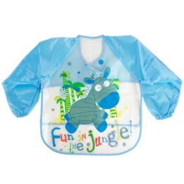 Слинявчик Mega Zayka Зебра MGZ-0610-1 Blue з рукавами, на завязках