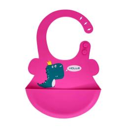 Слинявчик Mega Zayka Діно MGZ-0616 Pink з кишенею