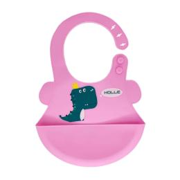 Слинявчик Mega Zayka Діно MGZ-0616 Soft Pink з кишенею