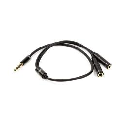 Перехідник PowerPlant CA913206 mini-jack 3.5 мм (тато) - 2x mini-jack 3. Black
