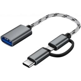 Перехідник XoKo AC-150 2 in 1 Space Gray USB 3.0 - MicroUSB / USB Type-C (AC-150-SPGR)