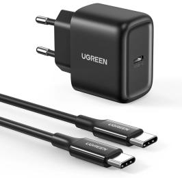 Мережевий зарядний пристрій для телефона Ugreen CD250 25W Type-C PD Charger + C-C 2m Cable Black
