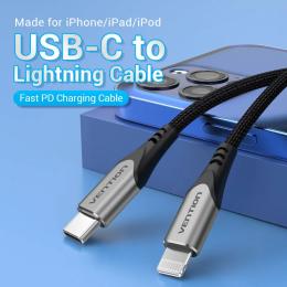 Дата-кабель Vention TACHF USB Type-C(тато) - Lightning(тато) 1m Gray