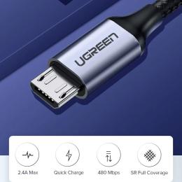Дата-кабель Ugreen US290 USB 2.0 (тато) - MicroUSB (тато), 0.5m Black (60145)