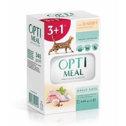 Вологий корм для кішок Optimeal з кроликом в білому соусі 4x85 г (4820083907456)