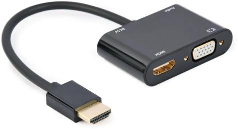 Перехідник Cablexpert HDMI (тато) - HDMI/VGA/3.5mm (мама) Black