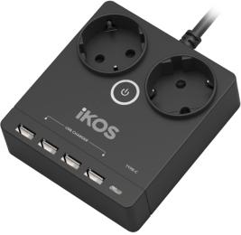 Мережевий фільтр Ikos F25S-CU Black подовжувач (0006-CEF)