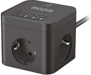 Мережевий фільтр Ikos C34S-CU Black подовжувач (0007-CEF)