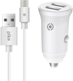 Автомобільний зарядний пристрій для телефона Piko CC-312 (2 USB 3 1A) White з кабелем Type-C (1283126538803)