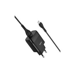 Мережевий зарядний пристрій для телефона Hoco C72Q Glorious + MicroUSB Cable Black
