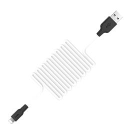 Дата-кабель Hoco X21 Plus Silicone USB (тато) - Lightning (тато) 2m Black White