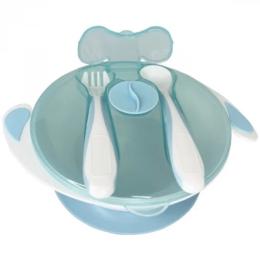 Тарілка для годування Mega Zayka MGZ-0109 Light Blue 350 мл