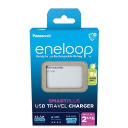 Зарядний пристрій для акумуляторів AA, AAA Panasonic Smartplus USB Charger BQ-CC87 + Eneloop 4xAA 2000 K-KJ87MCD40USB plastic free pack