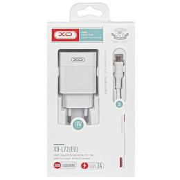 Мережевий зарядний пристрій для телефона XO L72 White (18W/1USB + 2.4A/2 USB) + microUSB