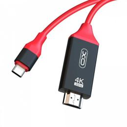 Відео-кабель XO GB005 Type-C (тато) - HDMI (тато), 2.0m Black Red