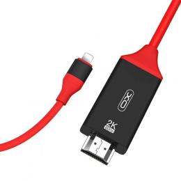 Відео-кабель XO GB006 Lightning (тато) - HDMI (тато), 2.0m Black Red
