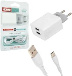 Мережевий зарядний пристрій для телефона XO L65 White + Type-C Cable