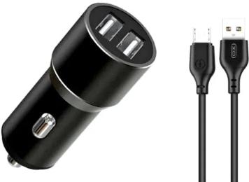 Автомобільний зарядний пристрій для телефона XO Car Charger Set TZ09 Black MicroUSB