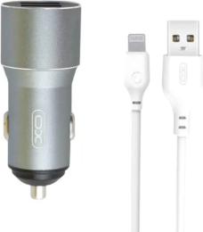 Автомобільний адаптер для телефона XO Car Charger Set TZ09 Gray