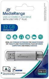 Флеш память MediaRange Combo Flash Drive MR936 Silver 32GB Type-C/USB 3.0