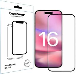 Захисне скло BeCover Glass для Apple iPhone 16 Black (712122)