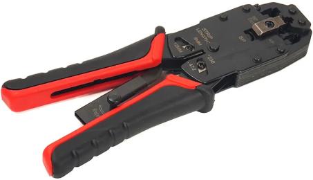 Обтискний інструмент PowerPlant RJ45, RG12, RG11 (2008R) Black Red