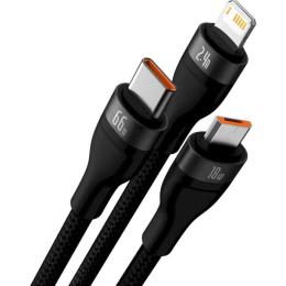 Дата-кабель Baseus CASS040001 USB (тато) - Type-C/Lightning/Micro USB (тато) 66W 1.2m Black