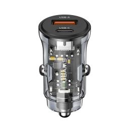 Автомобільний адаптер для телефона USAMS US-CC164 Black C32 USB-A/Type-C (CC164CC01)