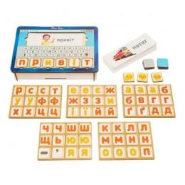 Деревяна іграшка Ubumblebees PSD198 Планшет для хлопчиків: Збери слово за картинкою