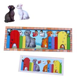 Деревяна іграшка Ubumblebees PSF150 з картками Котики за парканом