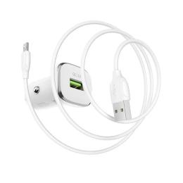 Автомобільний зарядний пристрій для телефона Borofone BZ12A White 18W + USB (тато) - microUSB (тато) кабель