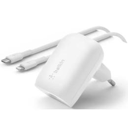 Мережевий зарядний пристрій для телефона Belkin Home Charger White 30W PD PPS USB-С - Lightning (WCA005VF1MWH-B5)