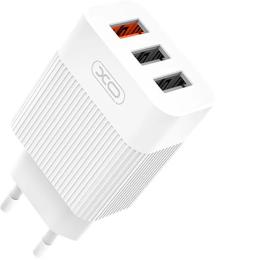 Мережевий зарядний пристрій для телефона XO L72 White (18W/1USB + 2.4A/2 USB) + Type-C