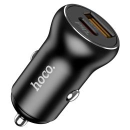 Автомобільний адаптер для телефона Hoco NZ5 Smooth road Black Type-C 30W та USB 30W