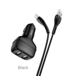Автомобільний зарядний пристрій для телефона Hoco Z36 Black 2USB, 2.4 A + Micro USB Cable