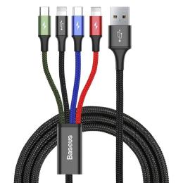 Дата-кабель Baseus 4 in 1 Fast USB (тато) - Lightning + Type-C + Micro (тато) 1.2m Black (CA1T4-A01)