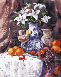 Картина за номерами Ідейка KHO2934 Білосніжні лілії 40х50 см