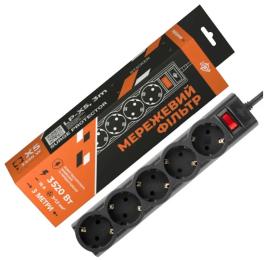 Мережевий фільтр LogicPower LP-X5 Black 3.0м (9584)