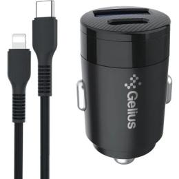 Автомобільний зарядний пристрій для телефона Gelius Pro Inch Twix GP-CC010L Black 30W + Type-C - Lightining cable