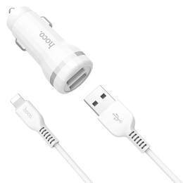 Автомобільний зарядний пристрій для телефона Hoco Z27 Staunch (2USB 2.4 A) + Lightning cable